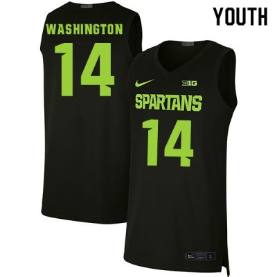 Youth Brock Washington Michigan State Spartans #14 Nike NCAA 2019-20 Black Authentic College Stitched Basketball Jersey GP50I82AM